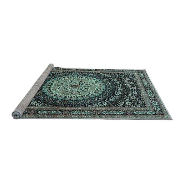 Sideview of Machine Washable Persian Light Blue Traditional Rug, wshtr2006lblu