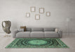 Machine Washable Persian Turquoise Traditional Area Rugs in a Living Room,, wshtr2006turq