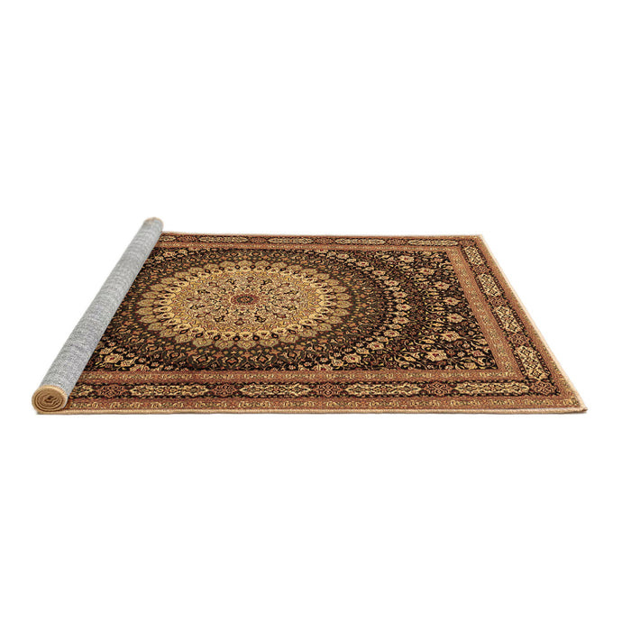 Sideview of Machine Washable Persian Brown Traditional Rug, wshtr2006brn