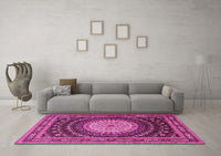 Machine Washable Persian Pink Traditional Rug, wshtr2006pnk