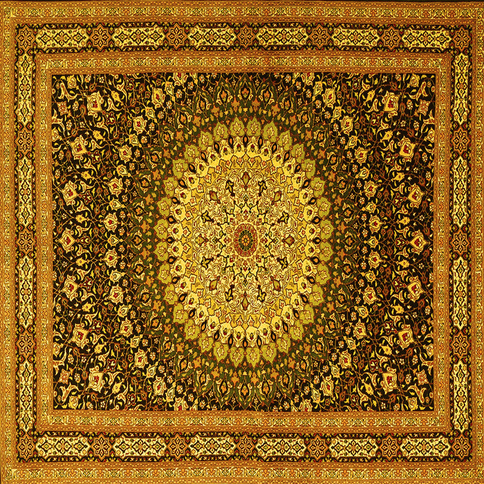 Square Machine Washable Persian Yellow Traditional Rug, wshtr2006yw