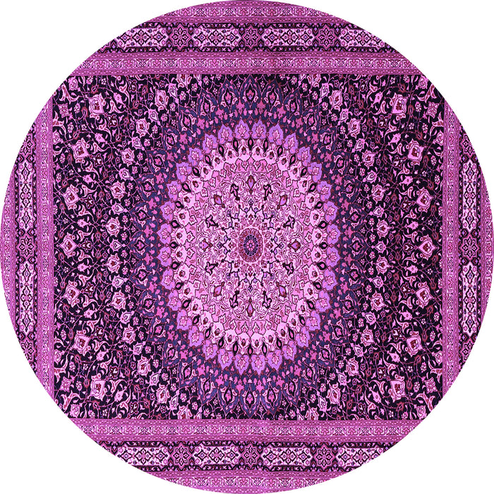 Round Machine Washable Persian Purple Traditional Area Rugs, wshtr2006pur