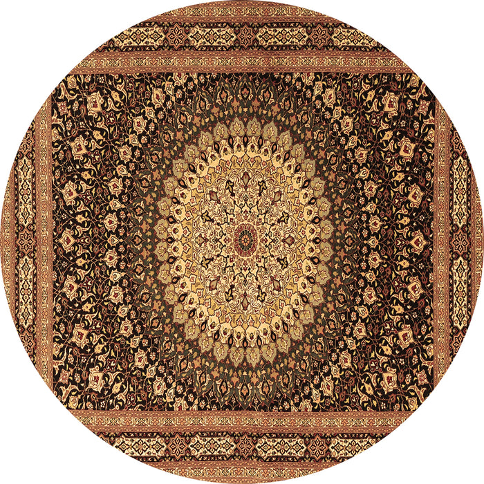 Round Machine Washable Persian Brown Traditional Rug, wshtr2006brn