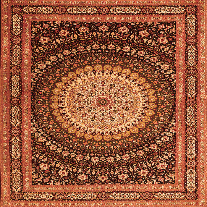 Round Machine Washable Persian Orange Traditional Area Rugs, wshtr2006org