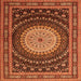 Round Machine Washable Persian Orange Traditional Area Rugs, wshtr2006org