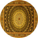 Round Persian Yellow Traditional Rug, tr2006yw