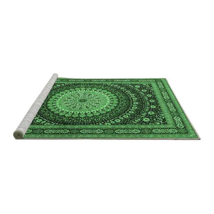 Sideview of Machine Washable Persian Emerald Green Traditional Area Rugs, wshtr2006emgrn