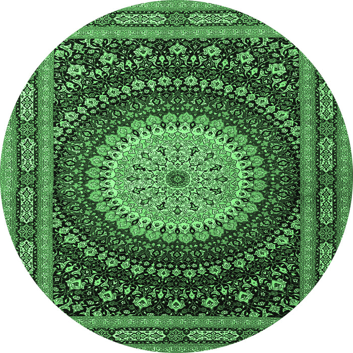 Round Persian Emerald Green Traditional Rug, tr2006emgrn