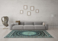 Machine Washable Persian Light Blue Traditional Rug, wshtr2006lblu