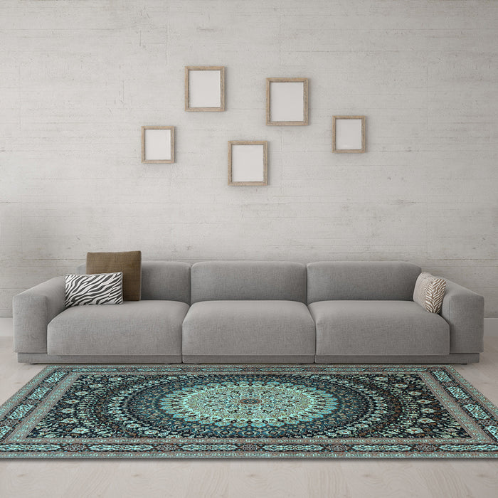 Machine Washable Persian Light Blue Traditional Rug in a Living Room, wshtr2006lblu