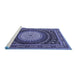 Sideview of Machine Washable Persian Blue Traditional Rug, wshtr2006blu