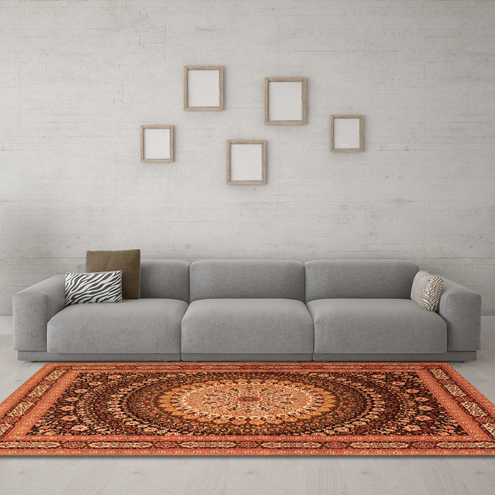 Machine Washable Persian Orange Traditional Area Rugs in a Living Room, wshtr2006org