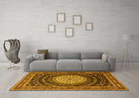 Machine Washable Persian Yellow Traditional Rug, wshtr2006yw