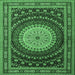 Square Machine Washable Persian Emerald Green Traditional Area Rugs, wshtr2006emgrn