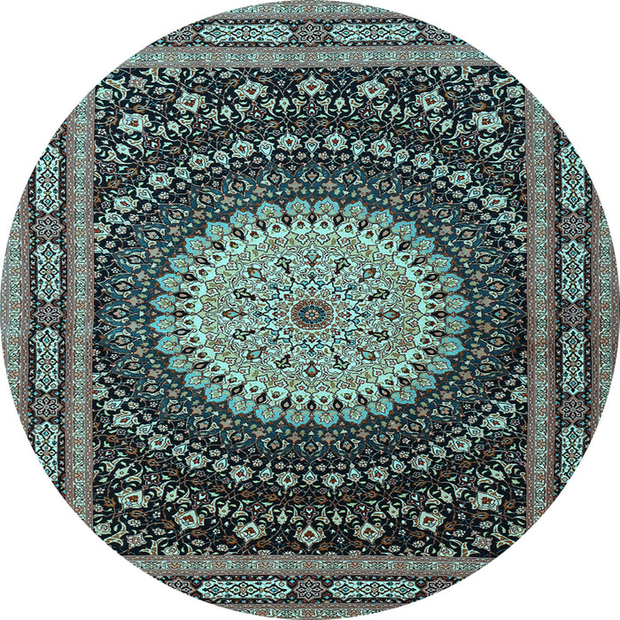 Round Machine Washable Persian Light Blue Traditional Rug, wshtr2006lblu