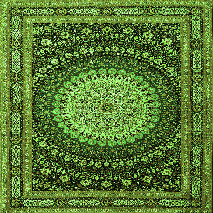 Round Machine Washable Persian Green Traditional Area Rugs, wshtr2006grn