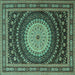 Square Persian Turquoise Traditional Rug, tr2006turq