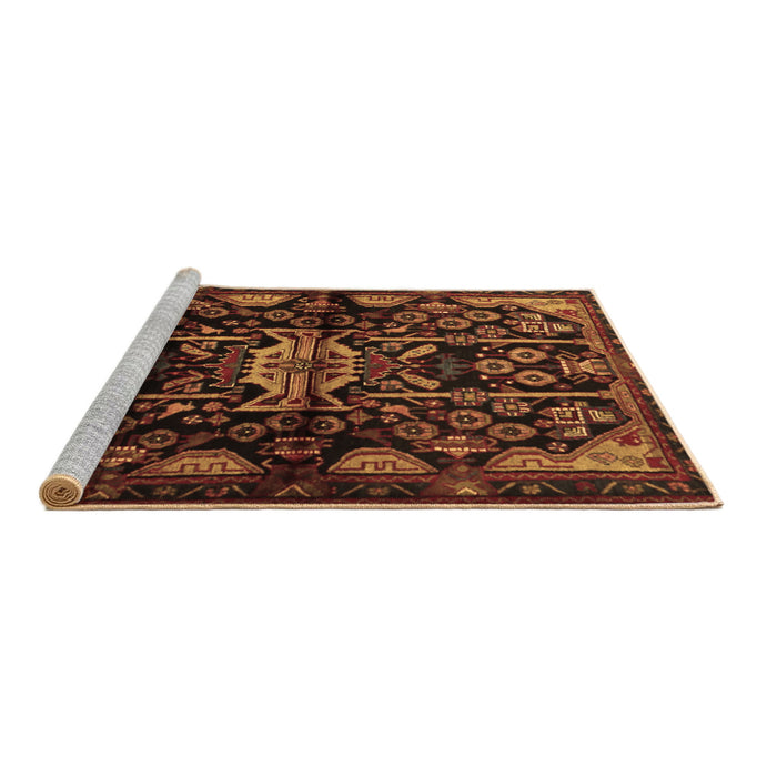 Sideview of Machine Washable Persian Brown Traditional Rug, wshtr2007brn