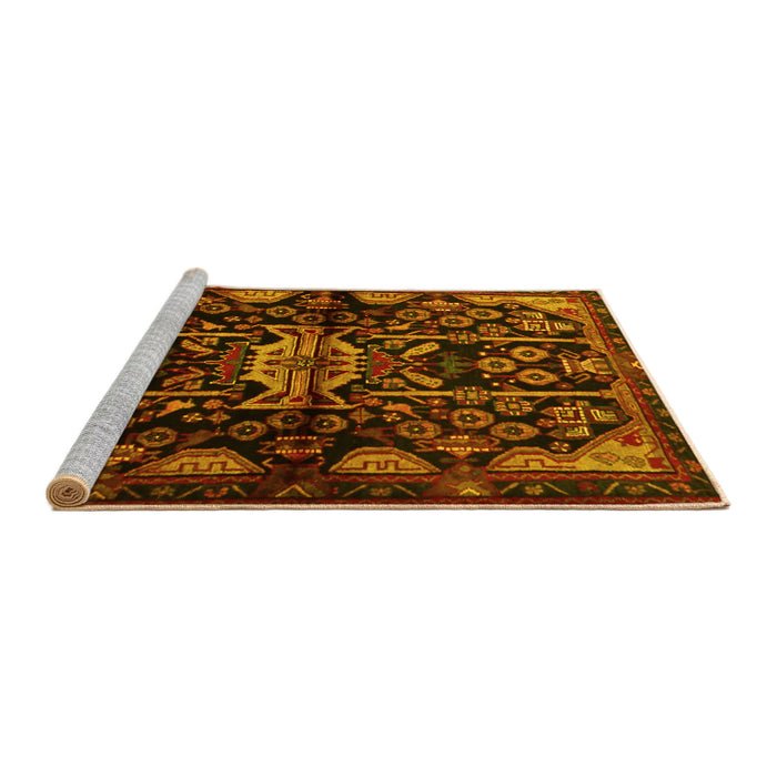 Sideview of Machine Washable Persian Yellow Traditional Rug, wshtr2007yw