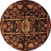 Round Persian Brown Traditional Rug, tr2007brn