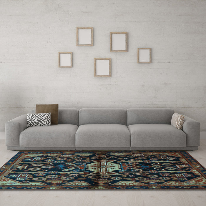 Machine Washable Persian Light Blue Traditional Rug in a Living Room, wshtr2007lblu
