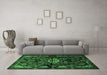 Machine Washable Persian Emerald Green Traditional Area Rugs in a Living Room,, wshtr2007emgrn