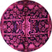 Round Machine Washable Persian Pink Traditional Rug, wshtr2007pnk