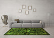 Machine Washable Persian Green Traditional Area Rugs in a Living Room,, wshtr2007grn