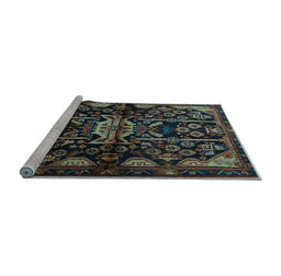Sideview of Machine Washable Persian Light Blue Traditional Rug, wshtr2007lblu