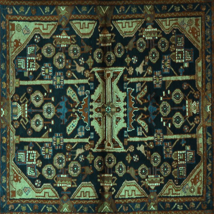 Square Persian Turquoise Traditional Rug, tr2007turq