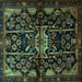 Square Persian Turquoise Traditional Rug, tr2007turq