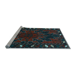 Sideview of Machine Washable Persian Light Blue Traditional Rug, wshtr2008lblu