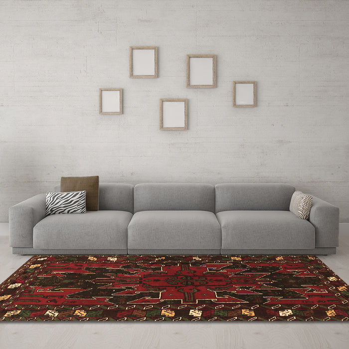 Machine Washable Persian Brown Traditional Rug in a Living Room,, wshtr2008brn