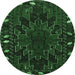 Round Machine Washable Persian Emerald Green Traditional Area Rugs, wshtr2008emgrn