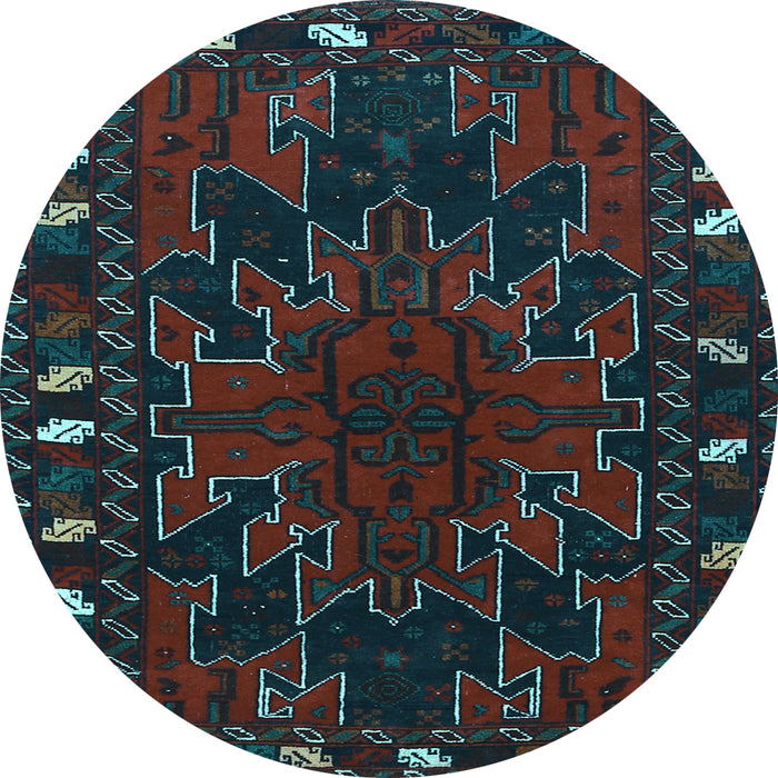 Round Machine Washable Persian Light Blue Traditional Rug, wshtr2008lblu