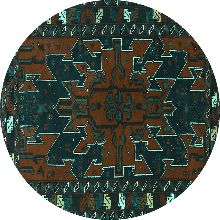 Round Persian Turquoise Traditional Rug, tr2008turq