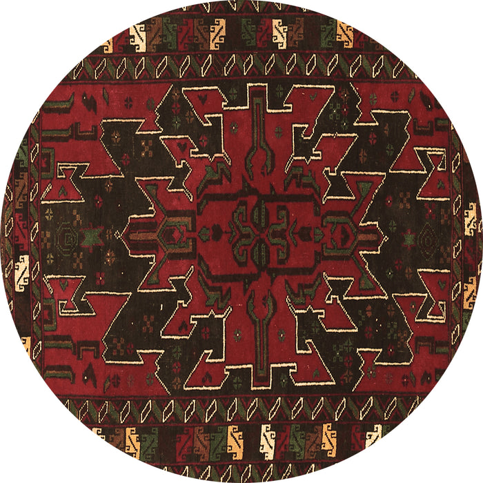 Round Machine Washable Persian Brown Traditional Rug, wshtr2008brn