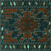 Square Machine Washable Persian Turquoise Traditional Area Rugs, wshtr2008turq