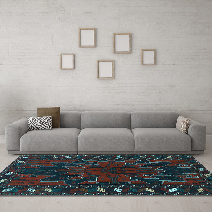 Machine Washable Persian Light Blue Traditional Rug in a Living Room, wshtr2008lblu