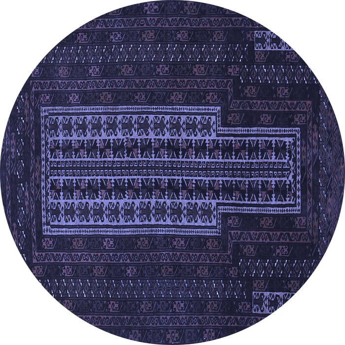 Round Southwestern Blue Country Rug, tr2009blu