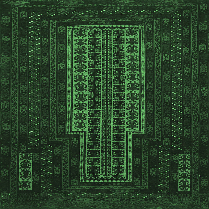 Square Machine Washable Southwestern Emerald Green Country Area Rugs, wshtr2009emgrn
