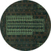 Round Southwestern Turquoise Country Rug, tr2009turq