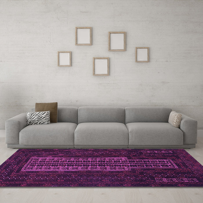 Machine Washable Southwestern Purple Country Area Rugs in a Living Room, wshtr2009pur