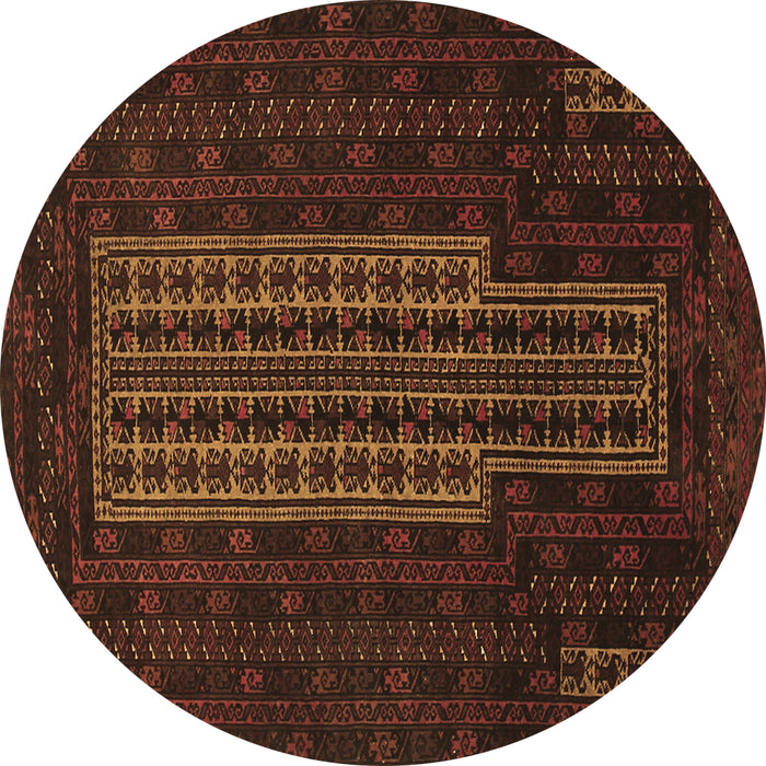 Round Southwestern Brown Country Rug, tr2009brn