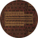 Round Southwestern Brown Country Rug, tr2009brn