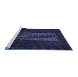Sideview of Machine Washable Southwestern Blue Country Rug, wshtr2009blu