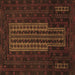 Square Machine Washable Southwestern Brown Country Rug, wshtr2009brn