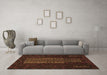 Machine Washable Southwestern Brown Country Rug in a Living Room,, wshtr2009brn