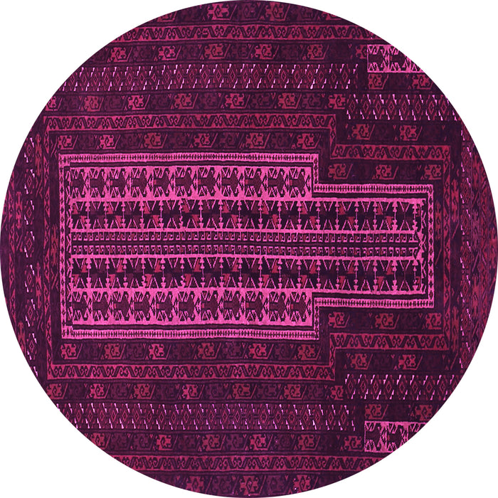 Round Machine Washable Southwestern Pink Country Rug, wshtr2009pnk