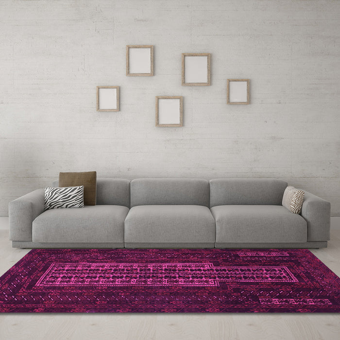 Machine Washable Southwestern Pink Country Rug in a Living Room, wshtr2009pnk